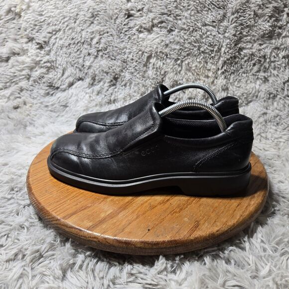ECCO Men Size US 8.5-9 EU 42 New Jersey Leather Loafers Black Walking Dress Shoe - Picture 3 of 10